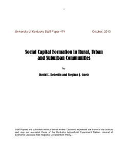 Social Capital Formation in Rural, Urban and Suburban Communities