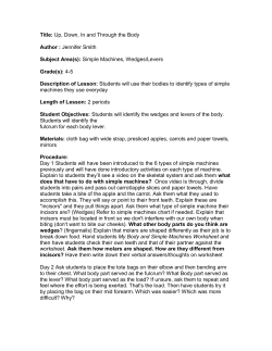 Simple Machines, Wedges/Levers Grade(s): 4