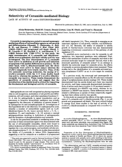 Selectivity of Ceramide-mediated Biology - ScholarBlogs