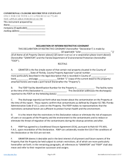 Conditional Closure Declaration of Interim Restrictive Covenant