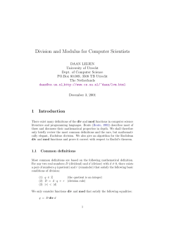 Division and Modulus for Computer Scientists