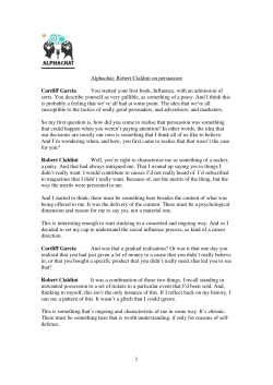 1 Alphachat: Robert Cialdini on persuasion Cardiff