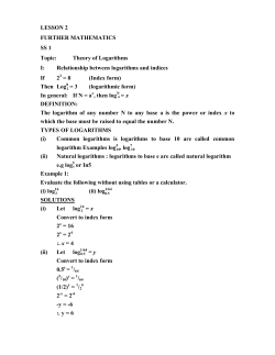 Theory of Logarithms I