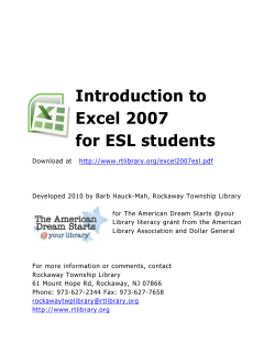 Introduction to Excel 2007 for ESL students