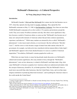 McDonald`s Democracy---A Cultural Perspective - US