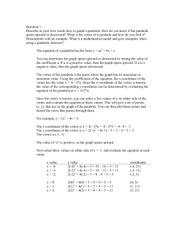 Question 1 : Describe in your own words how to graph a parabola