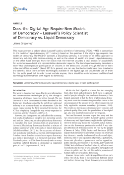 Lasswell`s Policy Scientist of Democracy vs. Liquid