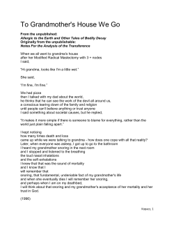 To Grandmother`s House We Go