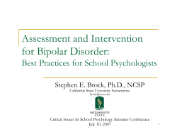 Assessment and Intervention for Bipolar Disorder