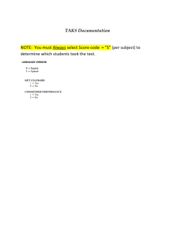 TAKS Documentation NOTE: You must Always select Score