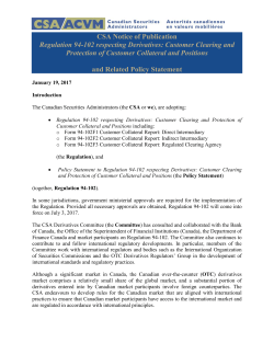 CSA Notice of Publication: Regulation 94