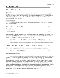 Experiment 2: The Iodine Clock Reaction