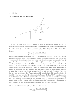 1 Calculus 1.1 Gradients and the Derivative 0 + () (+) Let ( ()) and (+