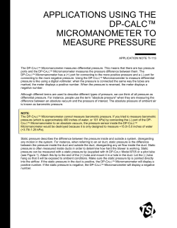 Applications Using the DP-Calc Micromanometer to Measure Pressure