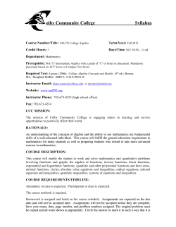 College Algebra Syllabus