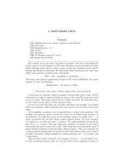 4. FIRST-ORDER LOGIC Contents 4.1: Splitting the atom: names