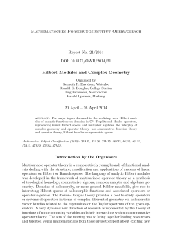 Mathematisches Forschungsinstitut Oberwolfach Hilbert Modules