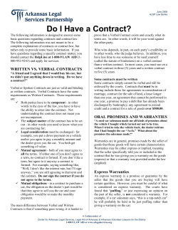 Do I Have a Contract? - Arkansas Legal Services Online
