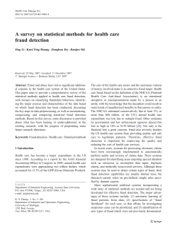 A survey on statistical methods for health care fraud detection