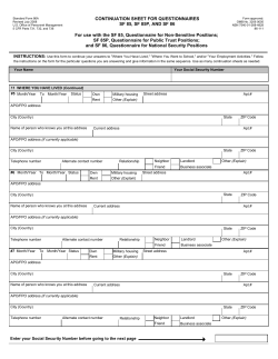 CONTINUATION SHEET FOR QUESTIONNAIRES SF 85