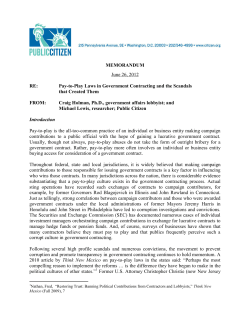 Pay-to-Play Laws in Government Contracting and the Scandals that