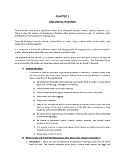 Chapter 2 - Biological Hazards (Animals and Pets, Biting Insects