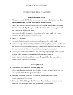 JOURNAL OF WORLD CHRISTIANITY SUBMISSION GUIDELINES