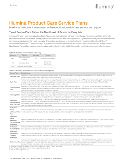 Illumina Product Care Service Plans Data Sheet