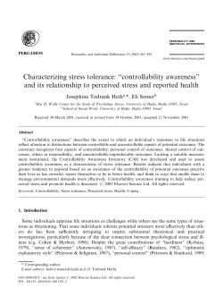Characterizing stress tolerance: ``controllability awareness`` and its