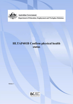 HLTAP401B Confirm physical health status