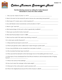 Cotton Museum Scavenger Hunt for Grades 7-12