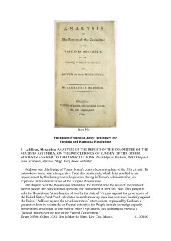 Item No. 1 Prominent Federalist Judge Denounces the Virginia and