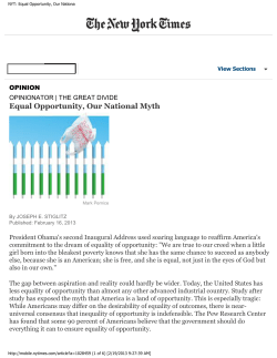 NYT: Equal Opportunity, Our Nationa