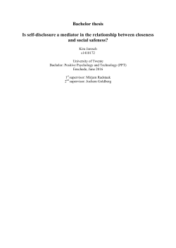 Bachelor thesis Is self-disclosure a mediator in the relationship
