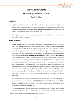 JUDICIAL REVIEW UPDATE INTERIM RELIEF IN JUDICIAL