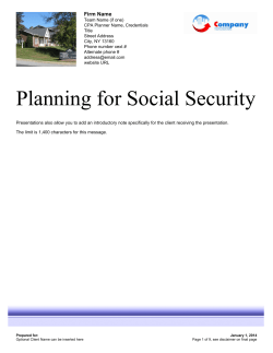 Planning for Social Security