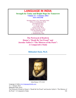 Intimations of Im(mortality): Comparing John Donne`s &ldquo;Death Be Not