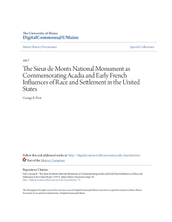 The Sieur de Monts National Monument as Commemorating Acadia