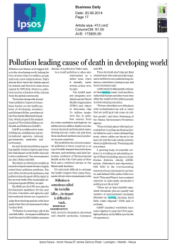 Pollution leading cause of death in developing world