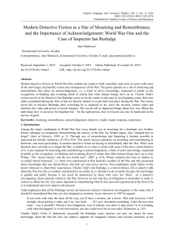 Modern Detective Fiction as a Site of Mourning and Remembrance