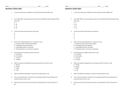 Business Cycles Quiz Business Cycles Quiz