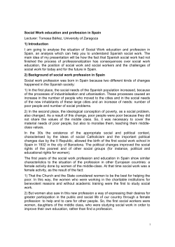 Social Work education and profession in Spain Lecturer: Tomasa