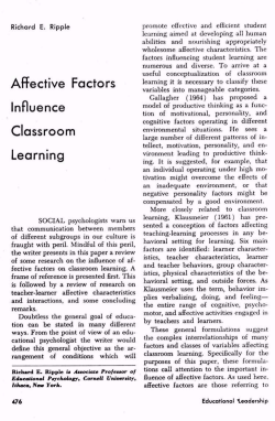 Affective Factors Influence Classroom Learning