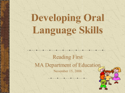 Developing Oral Language Skills - Seven Hills Charter Public School