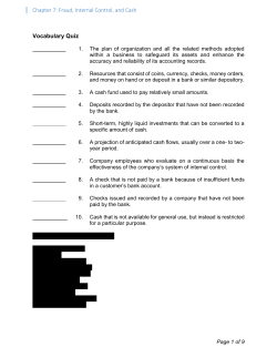 Chapter 7: Fraud, Internal Control, and Cash
