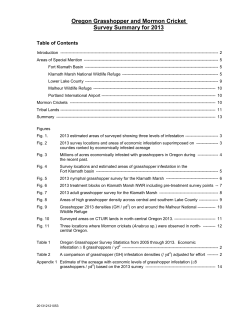 Oregon Grasshopper and Mormon Cricket Survey Summary for 2013