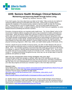 Maintaining and Improving Health through Active Living