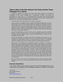Response to Tom Dowdy on an Article V Convention of the States
