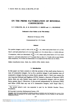 On the prime factorization of binomial coefficients