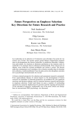 Future Perspectives on Employee Selection: Key Directions